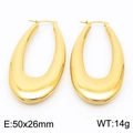 Detailed view of large gold U-shaped hollow earrings with 50x26mm size specifications - G-Style U-Shaped Hollow Earrings / Gold