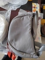 Grey nylon crescent crossbody bag with zipper and wide shoulder strap in casual style - Gray