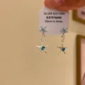 Elegant S925 silver starfish drop earrings featuring a navy blue gemstone and ocean theme - Starfish Long Style (HE27027HE27320)