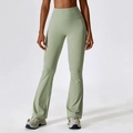 Pantalon de yoga évasé vert clair à taille haute avec effet gainant et push-up fessier - S / Vert Haricot