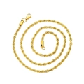 Collier chaîne de corde en acier inoxydable doré avec un fermoir mousqueton sécurisé - Chaîne Corde 3mm 51cm Or 18K