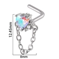 Herz-Nasenstecker aus Edelstahl in Silber mit buntem Zirkon und Kettenanhänger 12,45mm - Irisierende Herz Kette