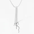 Silver triangle tassel Y-necklace with long snake chain fringe for a trendy look - Silver Style (D1025)