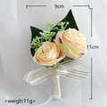 Champagne rose boutonniere with green leaves and ribbon for wedding ceremonies - Orange Boutonniere - Simple Style