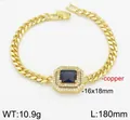 18k vergoldetes Kupferarmband mit quadratischem blauen Edelstein und Zirkonia-Halo - Goldplattiert Königsblau