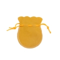 Yellow velvet drawstring jewelry pouch with double-sided cord and reinforced stitching - Gold Yellow