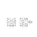 Classic 925 sterling silver stud earrings with sparkling rose-cut round cubic zirconia - 8mm / White Zirconia