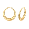 French style thick gold hoop earrings with a polished mirror finish and geometric design - Large (OD 40mm) / Gold
