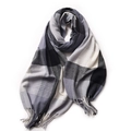 Sciarpa a quadri neri bianchi e grigi con frange per l'autunno e l'inverno da donna - 182*68cm / Grigio