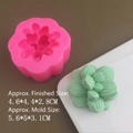 Macro view of 6993 pink silicone mold and green 3D succulent plant candle result - Model 6993 / Pink