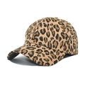 Cappellino da baseball alla moda con stampa leopardata, visiera curva e tessuto in cotone - Regolabile (56-60cm) / Stampa Leopardata Cachi