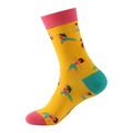 Bunte Yoga-Socken für Wadenmitte mit gelbem Körper und kontrastierenden rosa Bündchen - 885 Yoga