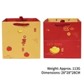 Square New Year gift bag with red and yellow design and clear window, 28x28x28cm - New Year Fortune Bag 28*28*28