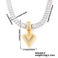 Fashionable link chain necklace with a crystal-studded golden heart V pendant N01208-V - Letter V