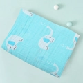 Soft blue cotton gauze baby swaddle blanket featuring cute white elephant prints - Blue Elephant