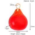 Macro view of 17x12mm red acrylic teardrop fruit charm with detailed product dimensions - Red Waterdrop Texture