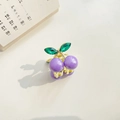 Elegante gouden kers-haarklem met paars harsfruit en groene kristallen bladeren - 2cm / Taropaars