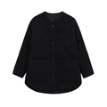 Quilted black crewneck cotton jacket with button closure and large front pockets - XS / Black