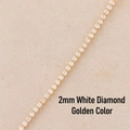 Chaîne de tennis 2mm avec zircons blancs et finition dorée aux pierres brillantes - Zircon Blanc (2mm) - Plaqué Or