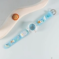 Kids quartz watch featuring light blue silicone strap with 3D astronaut and space motifs - Astronaut / Blue