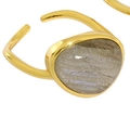 Anillo ajustable de oro S925 con incrustación de piedra lunar gris irregular - Abierto Ajustable / Oro de 18K [Piedra de luna]