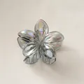 Holographic aurora plumeria hair claw clip with large five-petal gradient design - Colorful Black Electroplated [8cm Large]