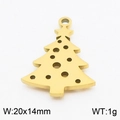 Ciondolo albero della vita in acciaio inossidabile dorato con fori puntinati 20x14mm - Ciondolo Albero Di Natale-Oro (KLJ8366-Z)