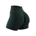 Deep green high waisted seamless scrunch butt yoga shorts for fitness training - S / Army Green