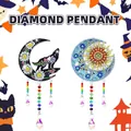 DIY diamond painting suncatcher kit featuring moon wolf and sun motifs with colorful beads - DZ-48 Moon Wolf / Sun Moon