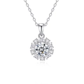Elegant S925 sterling silver sunflower necklace with a 1ct moissanite pendant on O-chain - Sunflower Cluster Inlay (fddz-094) / White Gold