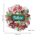 Weihnachtskranz in Rot und Grün mit Believe-Schild und Pfefferminze-Deko, 42x42cm groß - Believe Schild Kranz