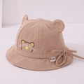 Dettaglio di velluto a coste, orecchie di orso 3D e ricami su un cappello neonato - 48cm (6M-2A) / Cachi