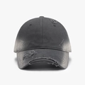 Distressed dark grey washed cotton baseball cap with vintage worn-out details and holes - Dark Gray