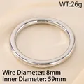 Bracelet jonc en acier inoxydable poli argent 59mm diamètre 8mm épaisseur 26g - Bague Lisse (Fil 8mm/Intérieur 59mm) / Couleur Acier (KB188550-GC)