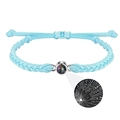 Light blue braided projection bracelet with I Love You in 100 languages stone - Blue Projection Bracelet - In Stock
