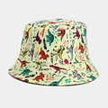 Cappello a secchiello beige reversibile con stampe di dinosauri per protezione solare - M (56-58cm) / M5# Dinosauro Cartoon Beige