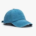 Classic washed lake blue baseball cap in soft cotton with retro faded finish and adjustable strap - One Size(Adjustable) / Lake Blue