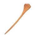 Detail of hand-carved sandalwood hair stick with a lotus seed head in a classic style - Lotus Seed Pod Carved Style (F2023513)