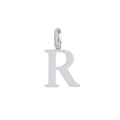 Polished silver capital letter R stainless steel pendant with reflective metallic finish - Steel R