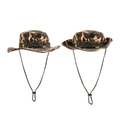 Dual view of outdoor camouflage boonie hats with adjustable chin straps for sun protection - One Size / Brown Camouflage