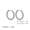 Silver twisted rope texture 18K stainless steel huggie earrings 12mm diameter - Plum Blossom Twisted Earrings (G96) / Inner Diameter 12mm / Steel