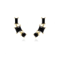 Chic S925 silver needle gold earrings featuring triple layered black zircon gemstones - Gold Style 6-Black Geometric