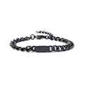 Bracciale a catena minimalista in acciaio al titanio nero con placca ovale liscia - Bracciale / Nero