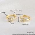 Golden flower hoop earrings made of zircon and copper with 3 layers of gold plating - Four-Leaf Clover