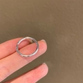 Minimalist S925 sterling silver band ring in polished finish for stacked wear - Minimalist Open Plain Band Style (J2824)
