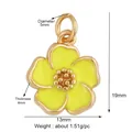 Colgante de margarita de cobre con esmalte amarillo y base de metal dorado para DIY - Marco dorado Flor amarilla de cinco pétalos