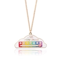 Golden mood tracker cloud necklace featuring a sliding pink heart indicator and rainbow icons - Mood Tracker Necklace / Cloud Necklace - White