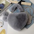 Faux fur heart-shaped handbag in medium grey with golden metal chain strap and pompom charm - Medium Grey