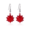 Christmas red bow earrings with silver metal hooks on a white background - 15.Silver Ribbon Bow Earrings