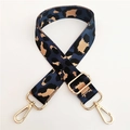 Detail of adjustable nylon leopard print strap with premium gold metal lobster clasps - Silver Clasp / Dark Blue